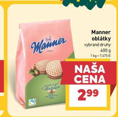 Manner oblátky vybrané druhy 400 g
